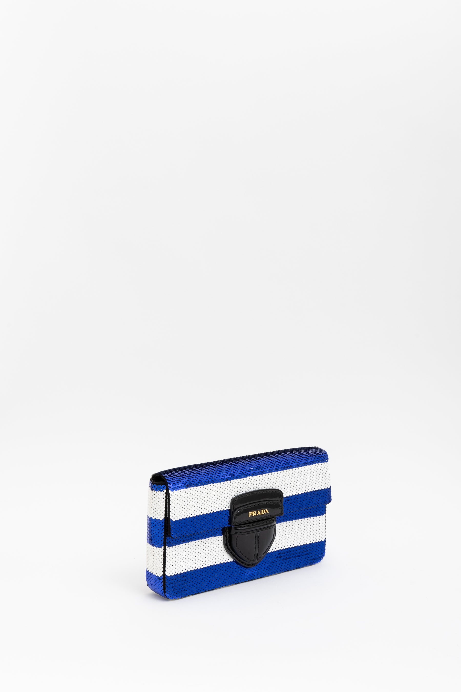 Sequinned Stripe Clutch Bag