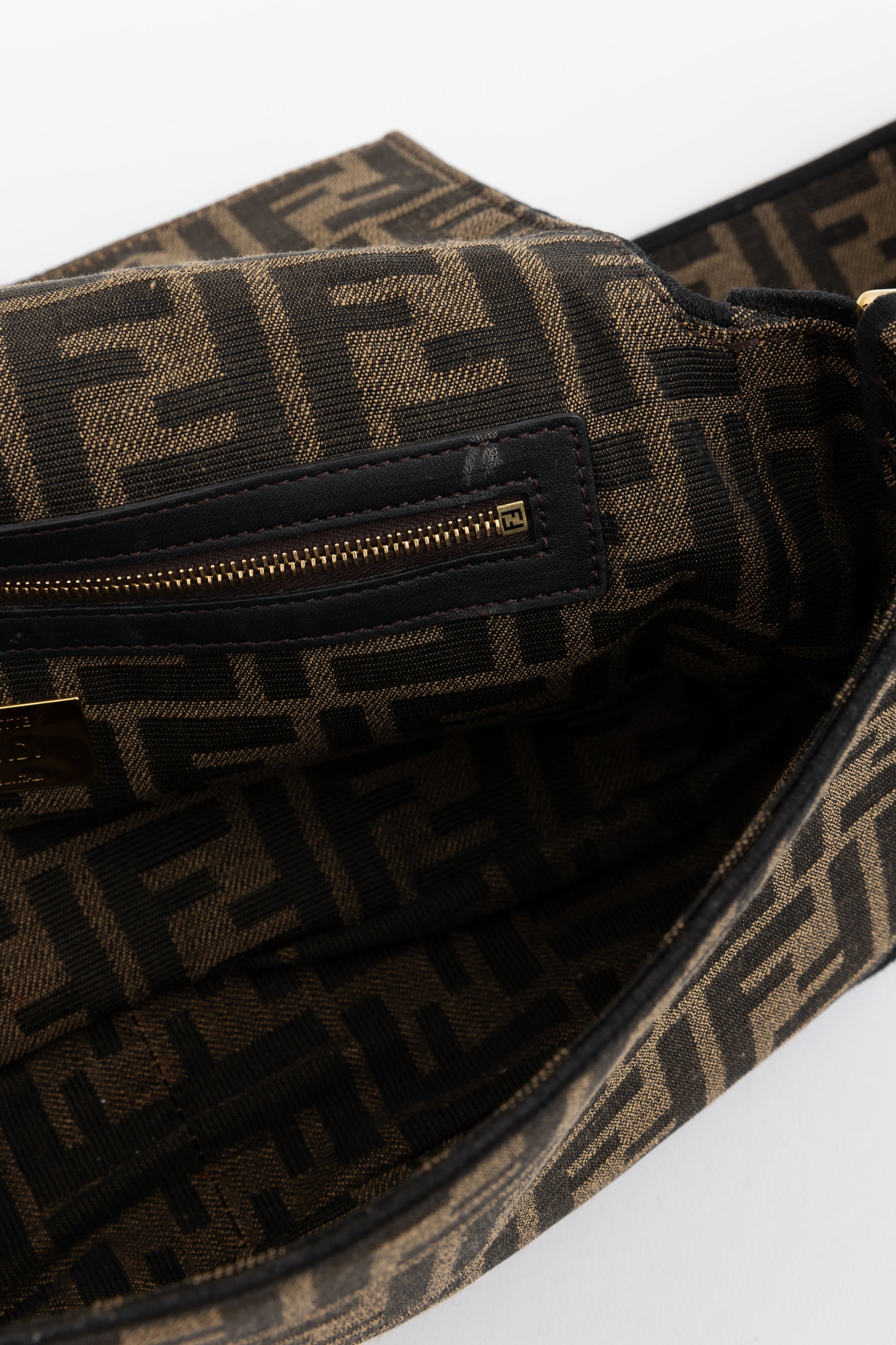 Jacquard FF Fabric Baguette Bag