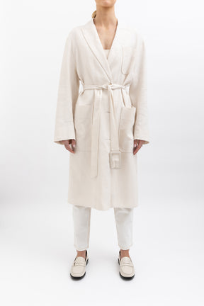 Luminous Belted Linen Trench Coat