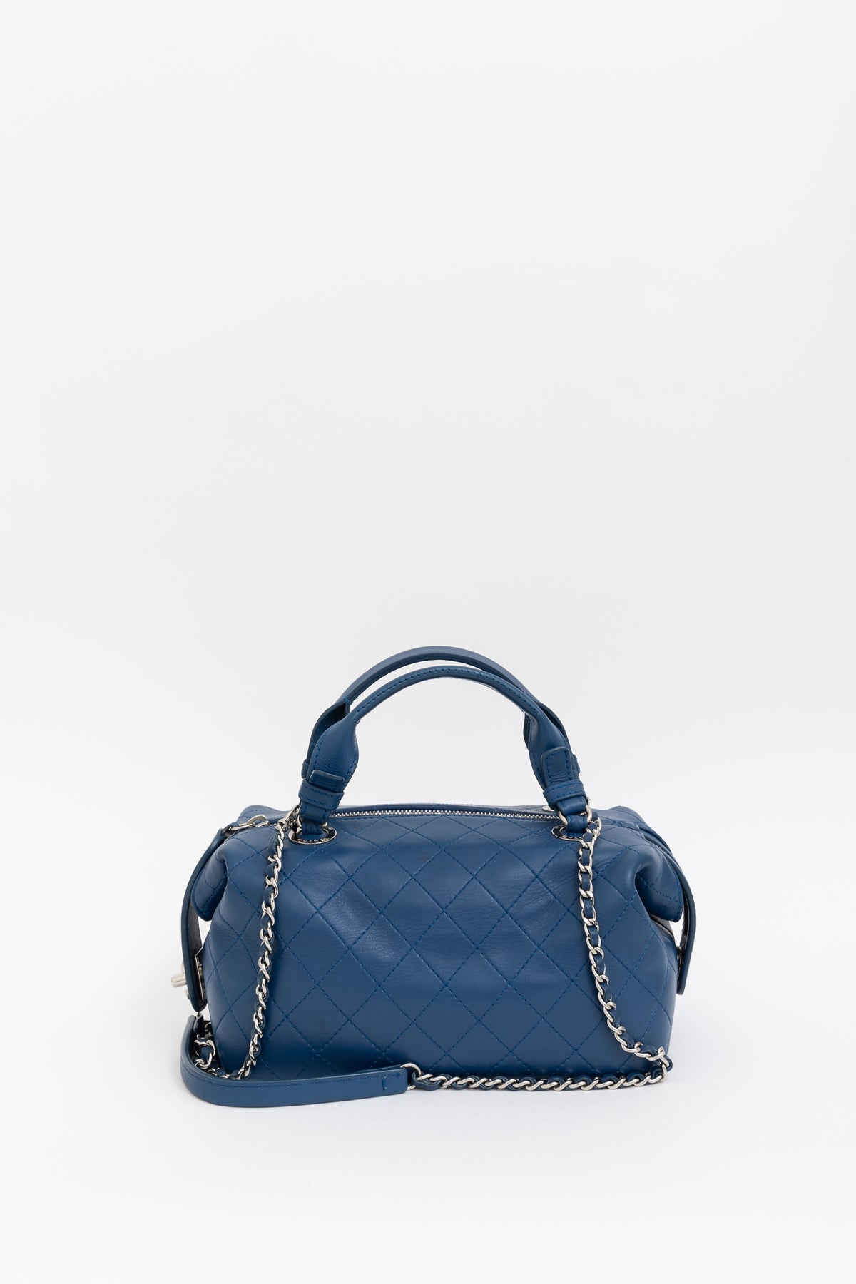 CHANEL Caviar Quilted Mini Bowling Tassel Bag Blue