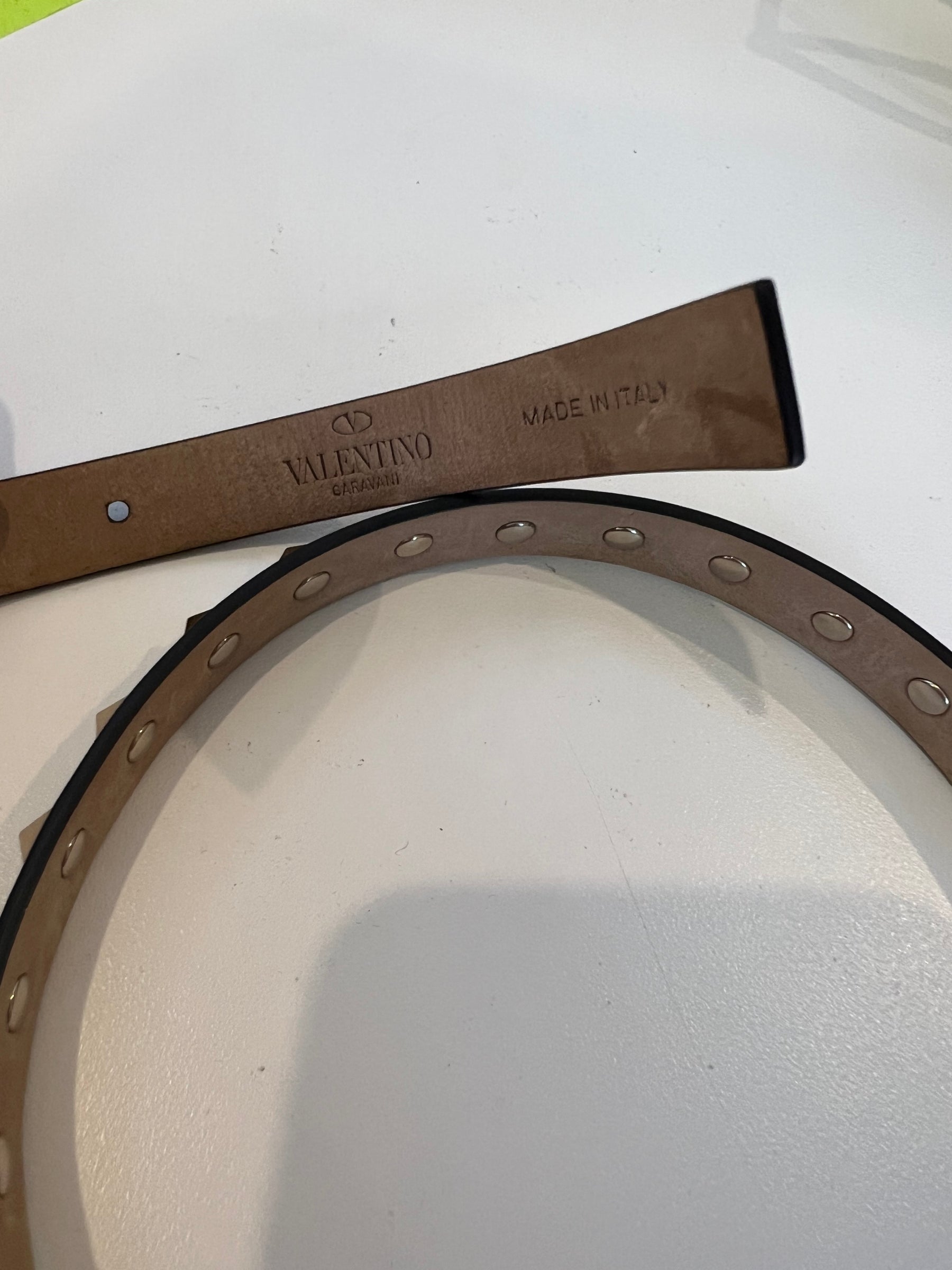 Valentino Black Leather Rockstud Belt, 70