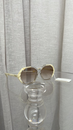 Zimmermann Clear and White Hexagonal Oversized Sunglasses