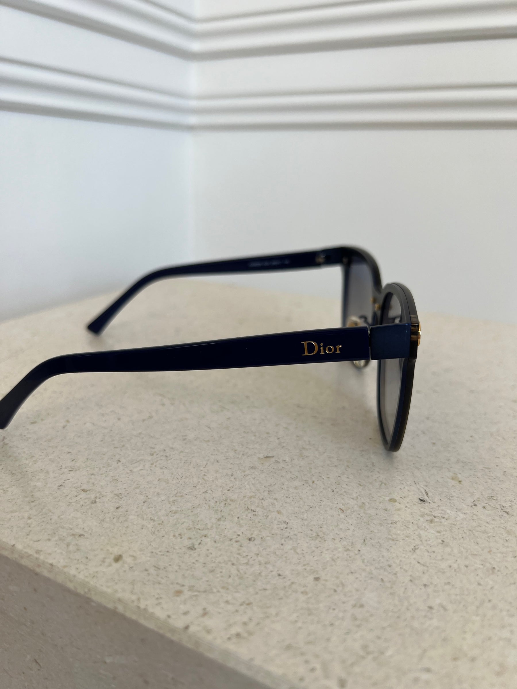 Dior Metallic Blue Square CD Sunglasses