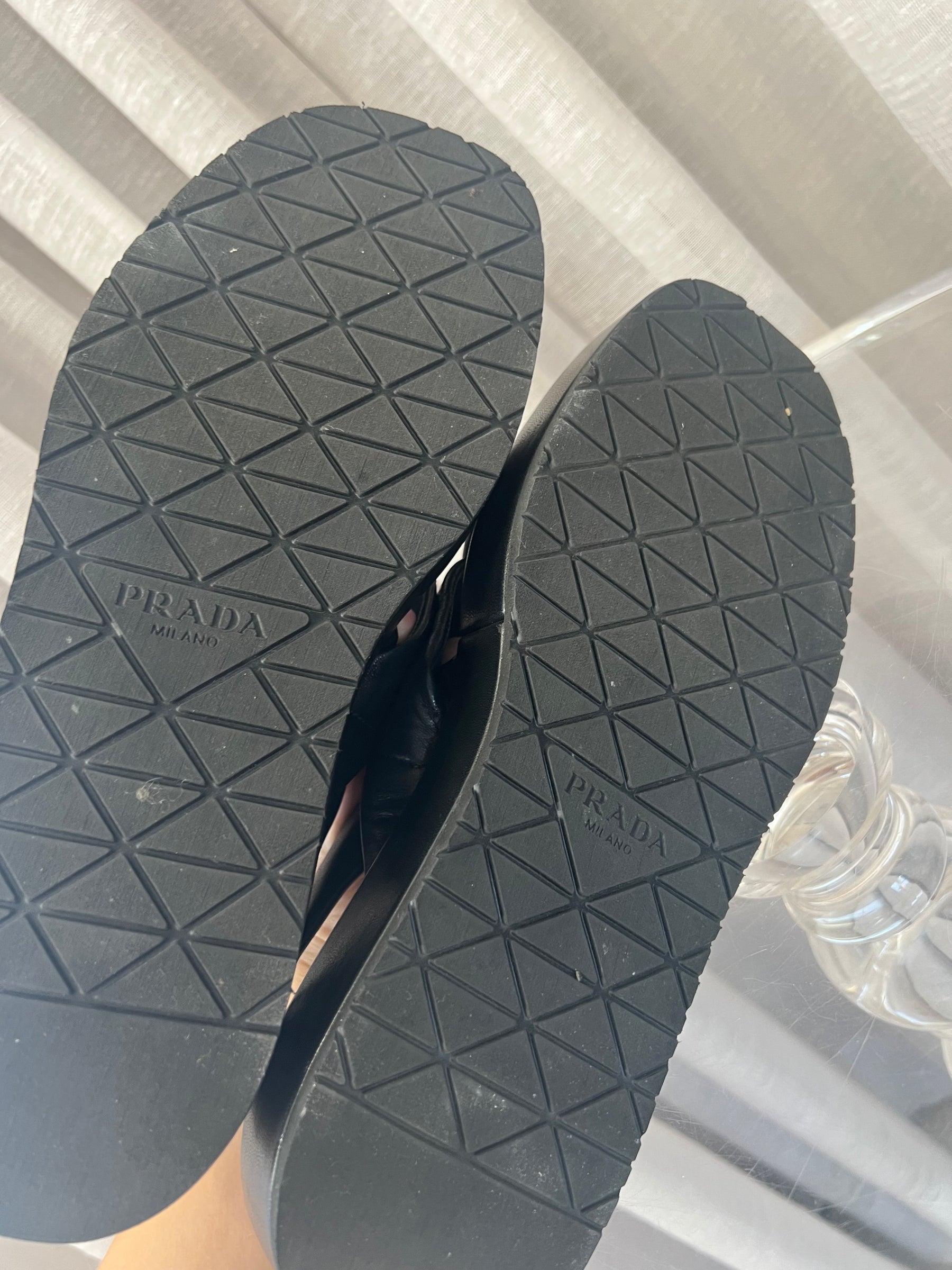 Prada Black Quilted Platform Sandals, 39.5