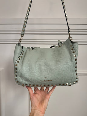 Valentino Garavani Sea-foam Leather Small Rockstud Tote