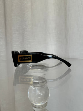 Versace Black Rectangle Logo Sunglasses