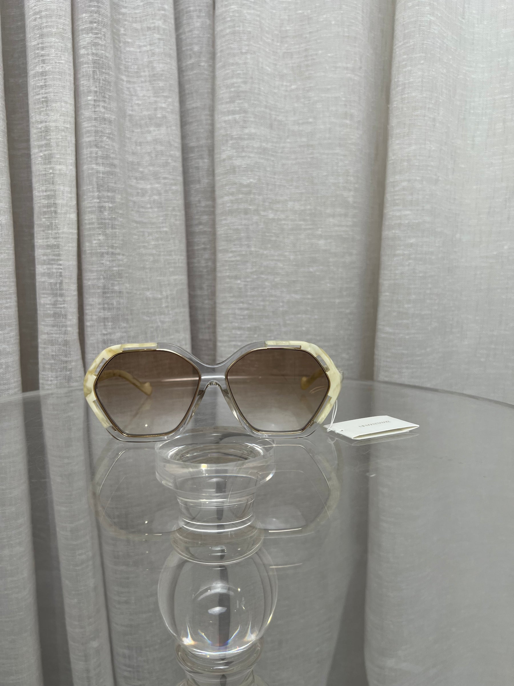 Zimmermann Clear and White Hexagonal Oversized Sunglasses