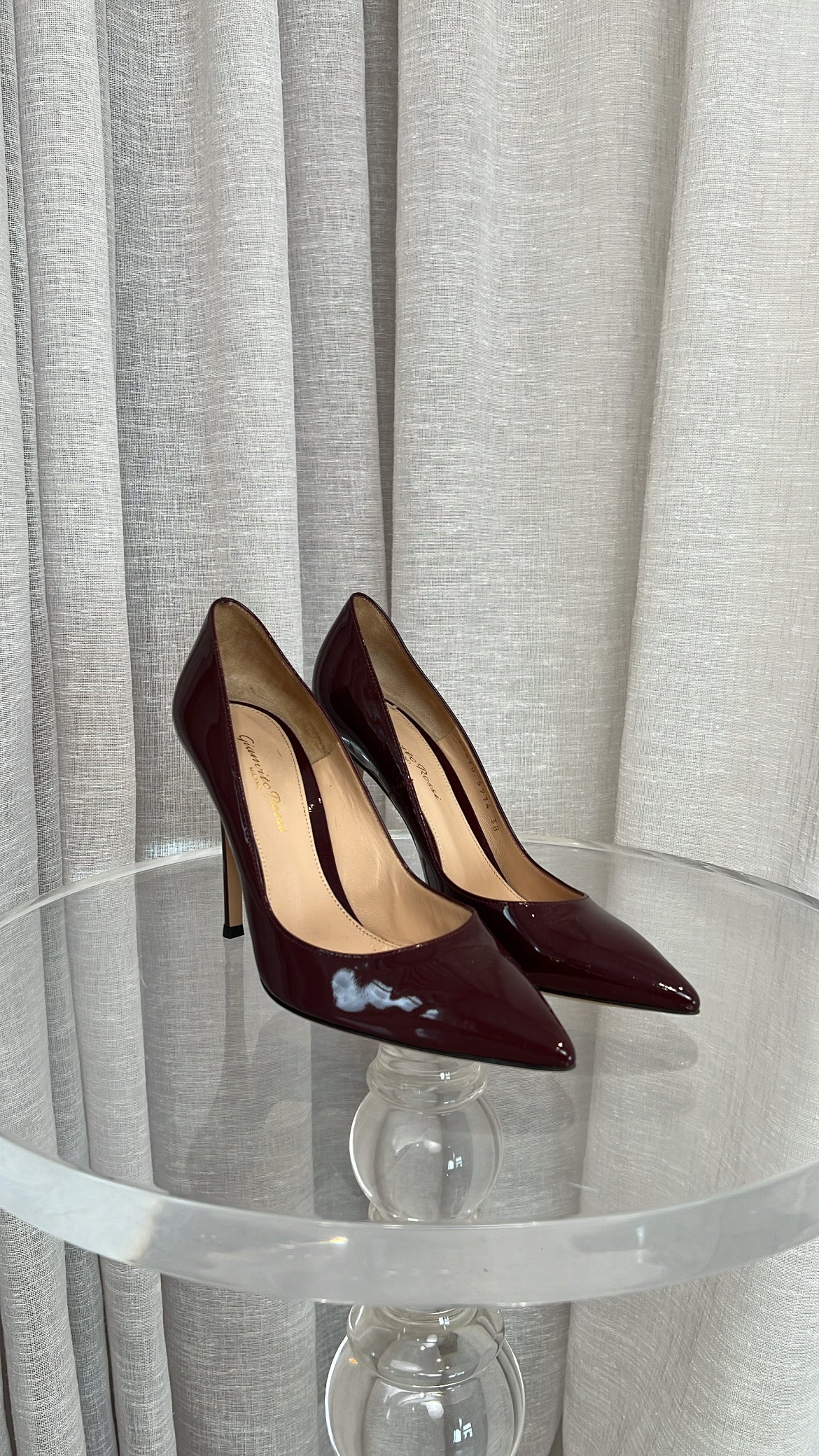 Gianvito Rossi Burgundy Patent Leather Pumps, 38