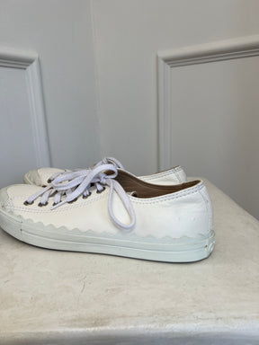 Chloé White Scallop Detail Sneakers, 41