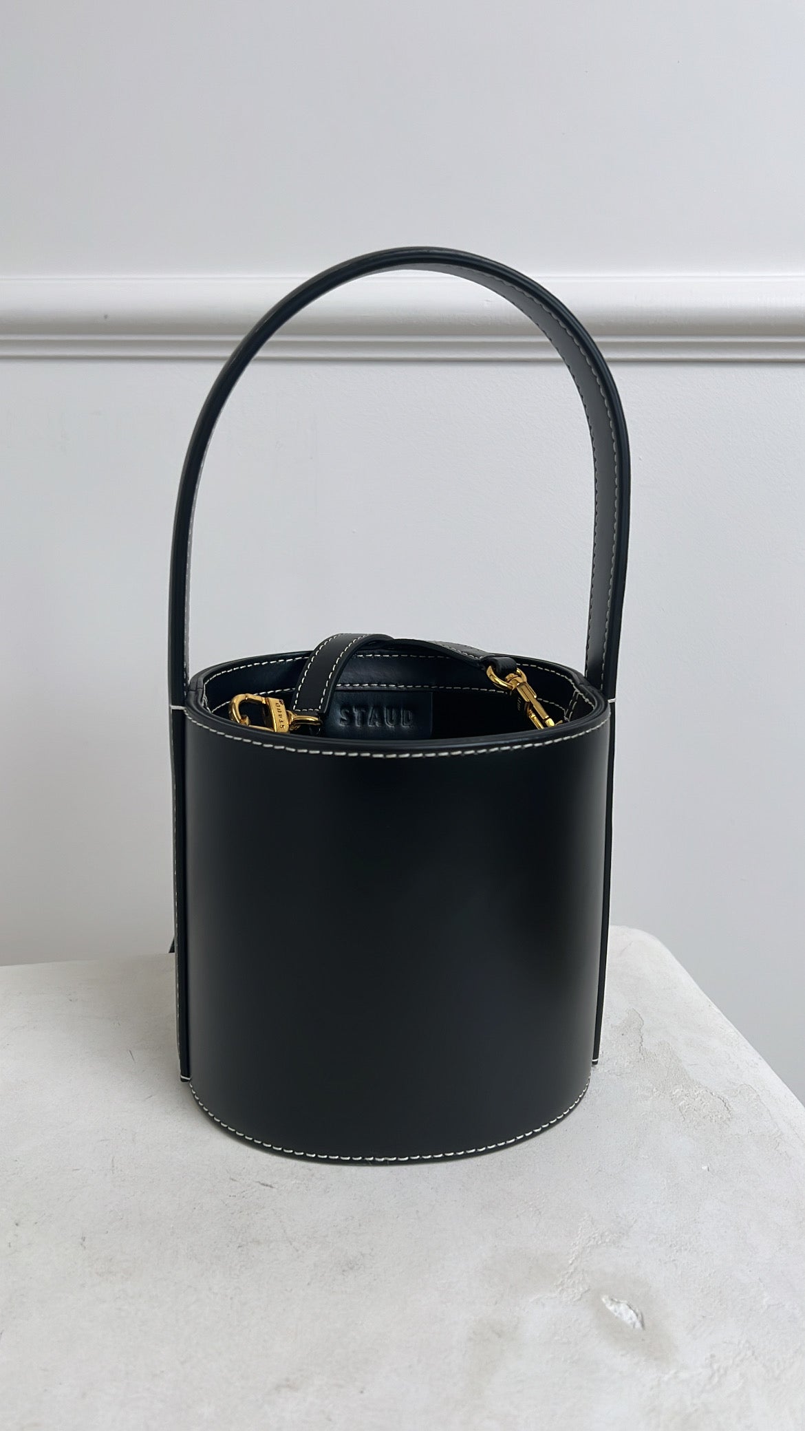 Staud Leather Bucket Bag Black