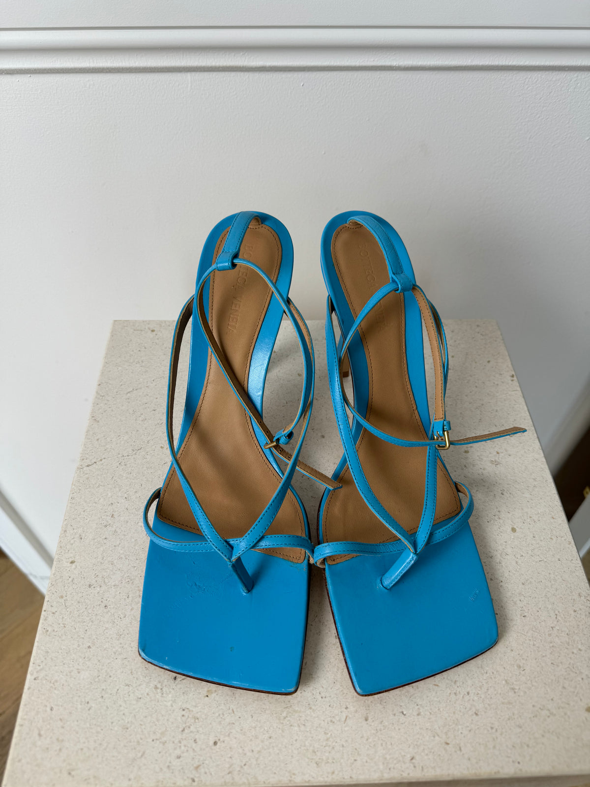 Bottega Veneta Blue Stretch Strappy Sandal, 41