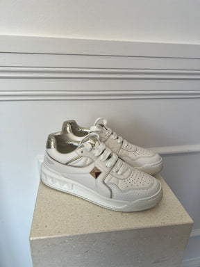 Valentino Garavani White One Stud Sneakers, 38.5