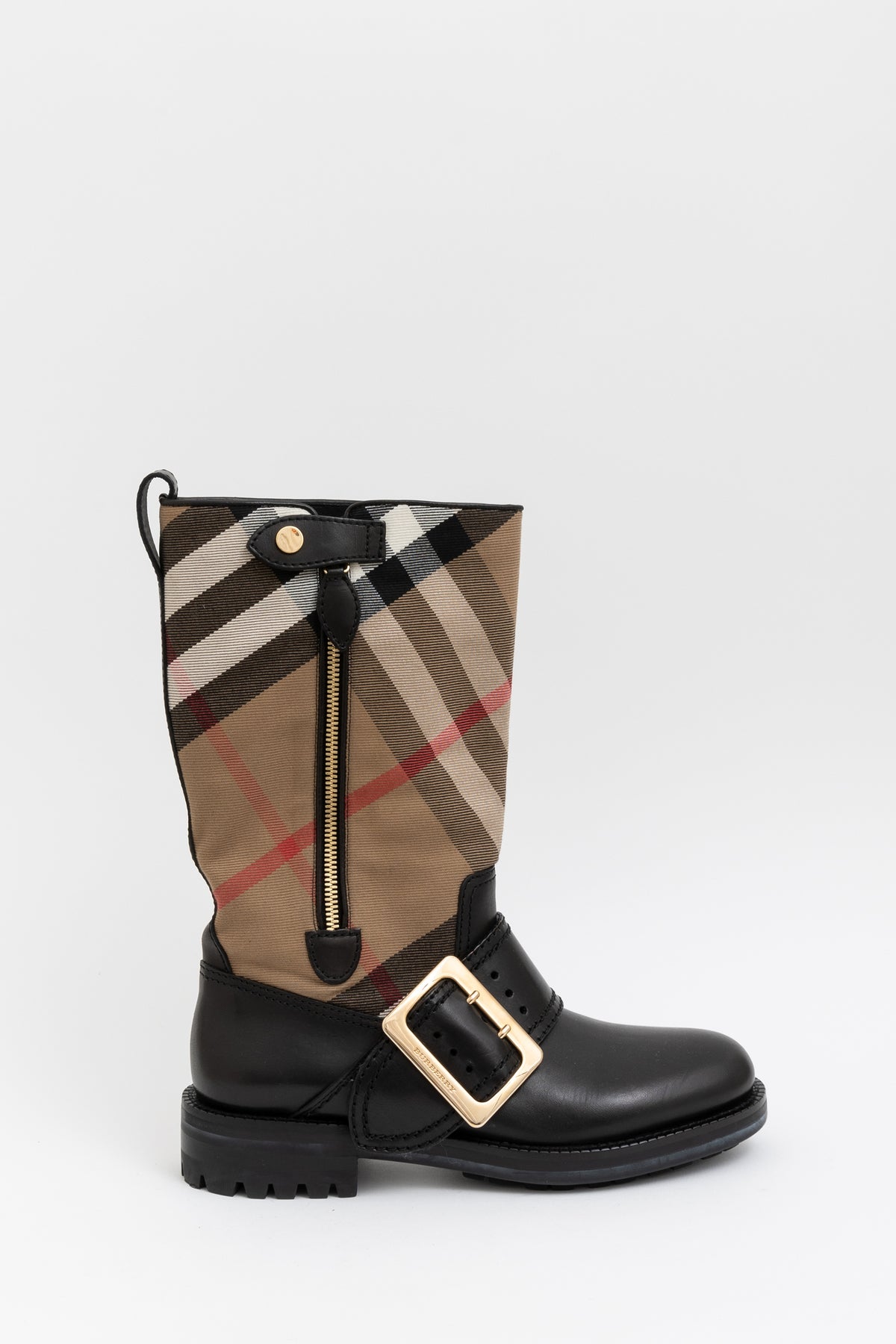 Classic Check and Leather Ankle Boots