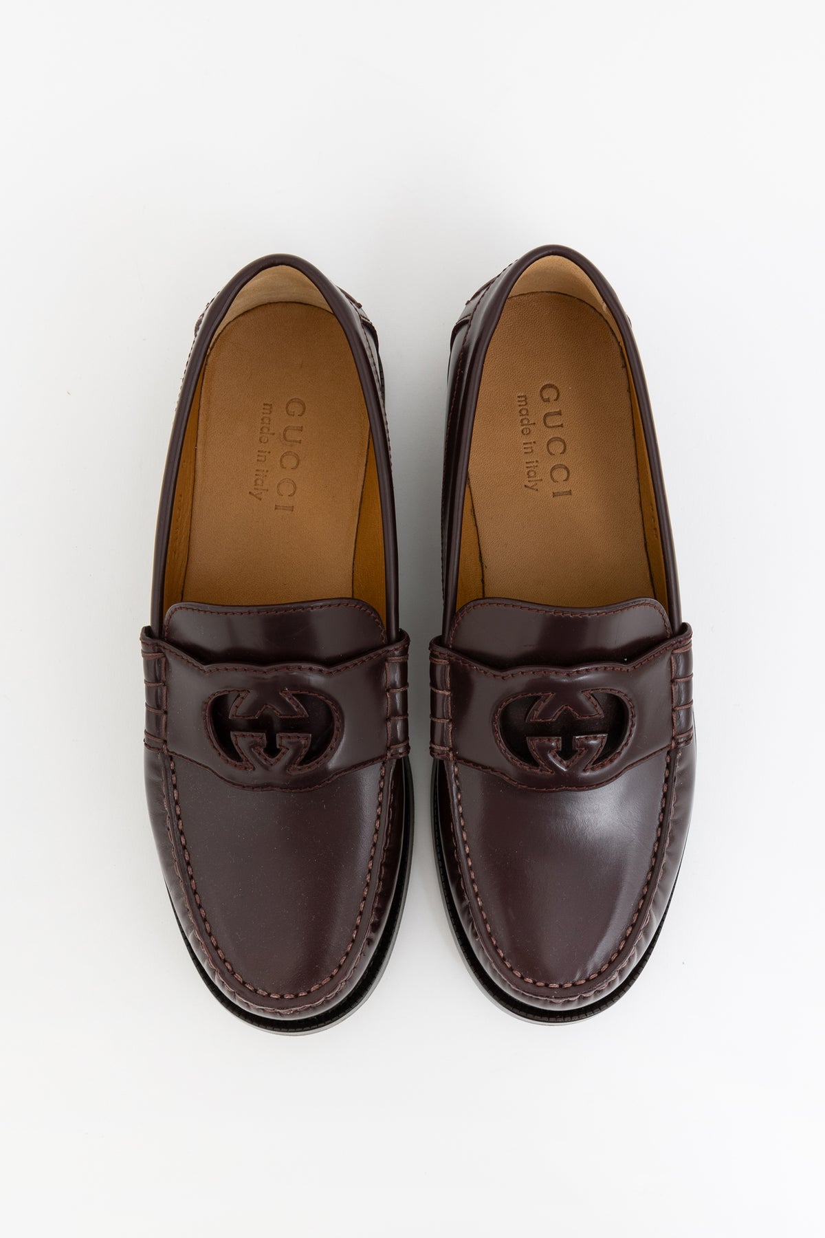 Gucci Burgundy Leather Interlocking G Loafer, 5 UK
