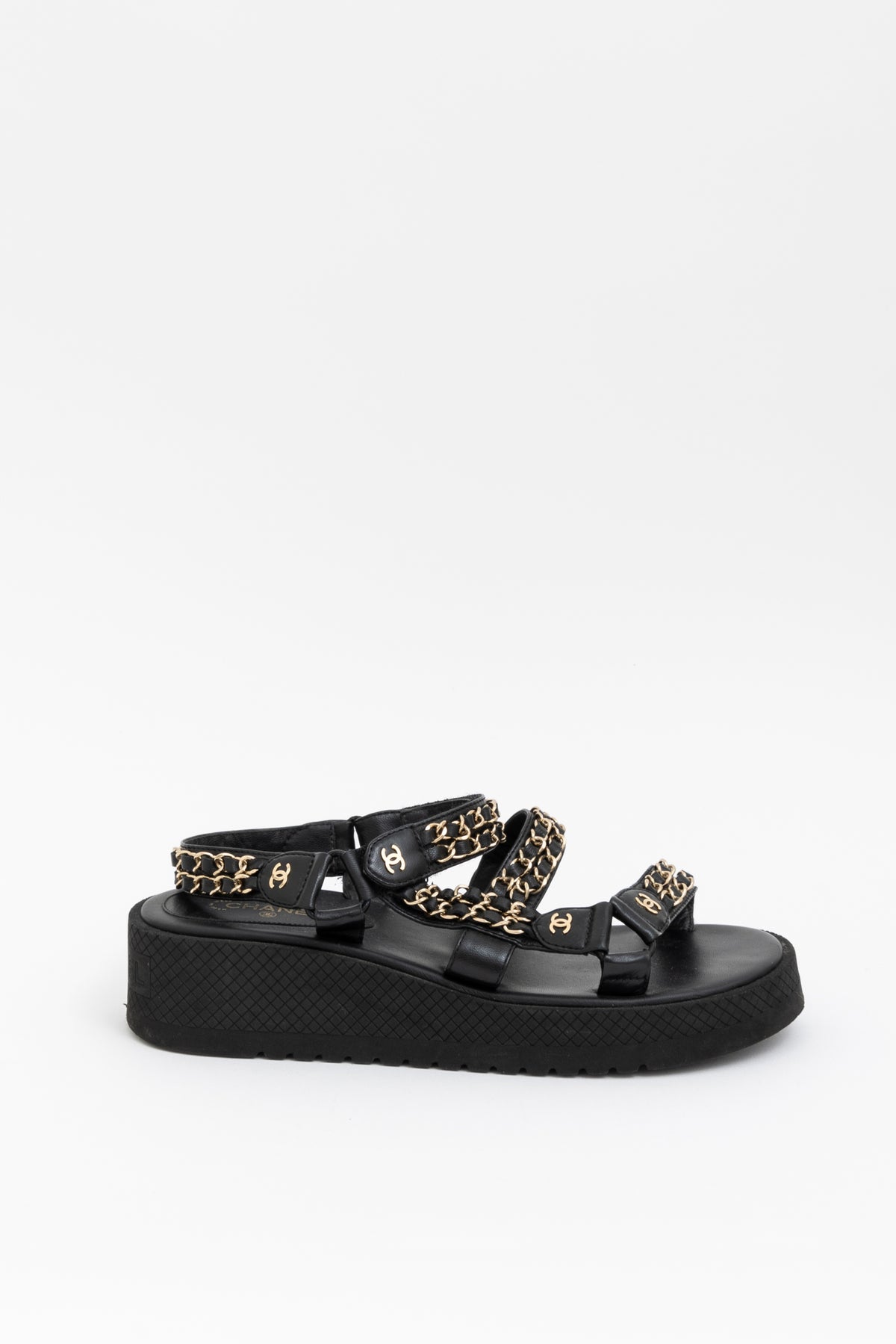 Leather Chain Platform Sandals