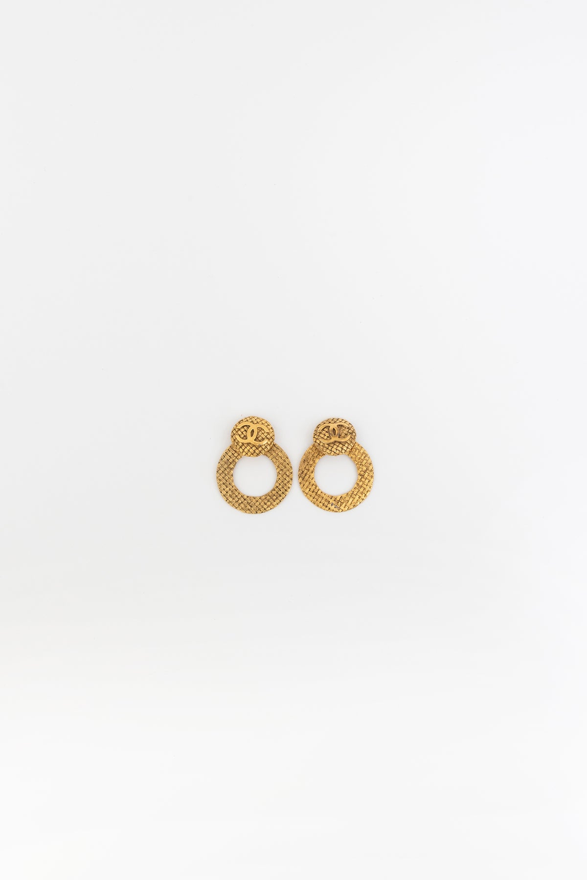 Chanel Vintage Gold Plated Convertible Drop Hoop Earrings