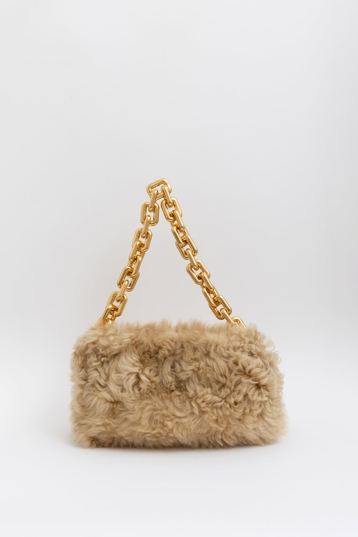 Shearling Chunk Chain Shoulder Pouch