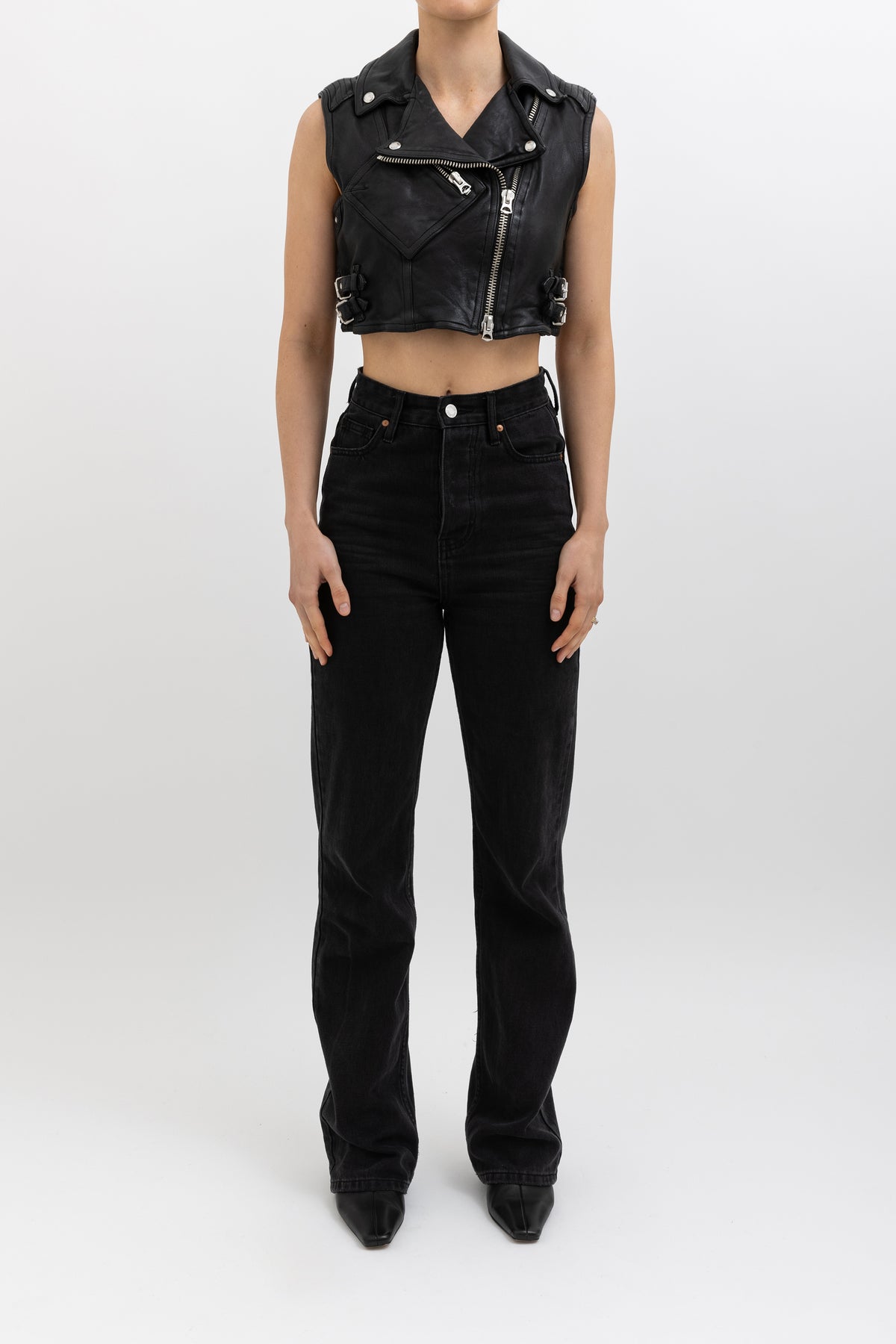 Cropped Leather Vest