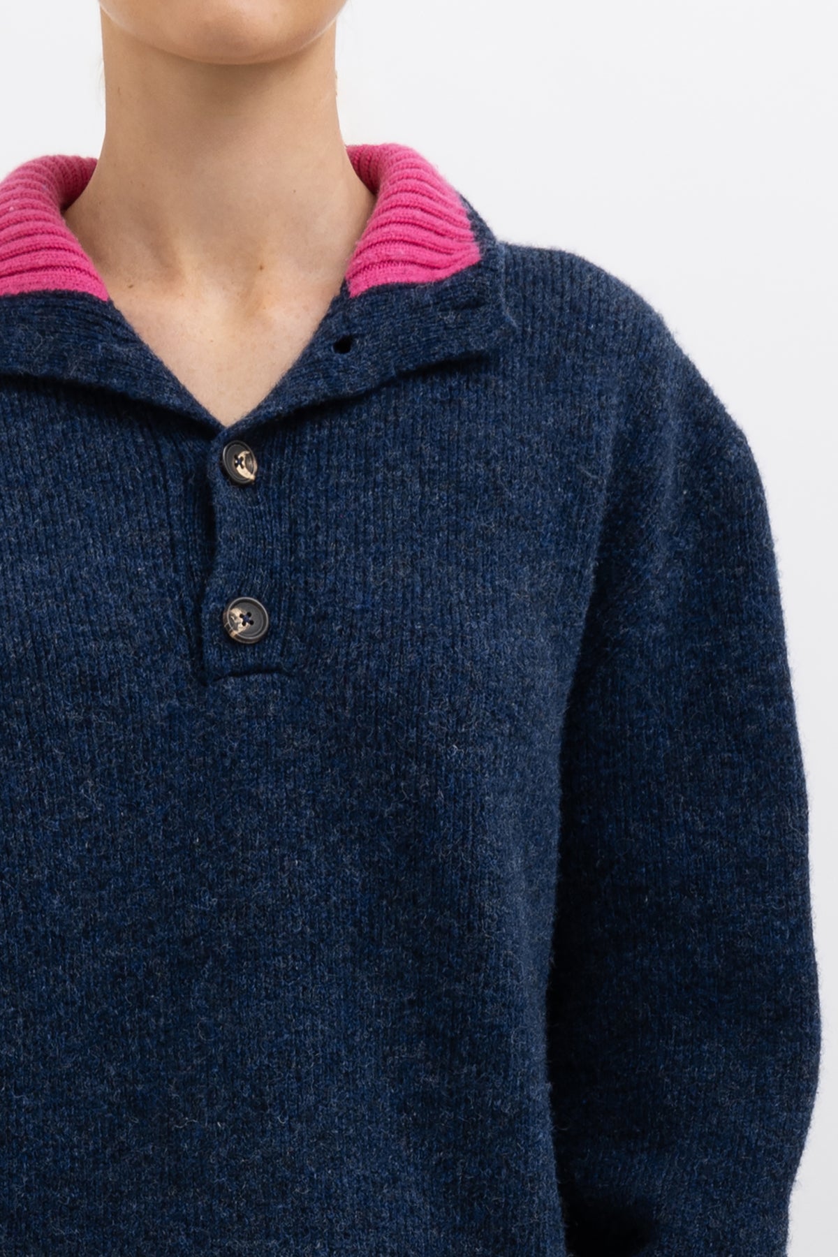 High Neck Jumper With Buttons