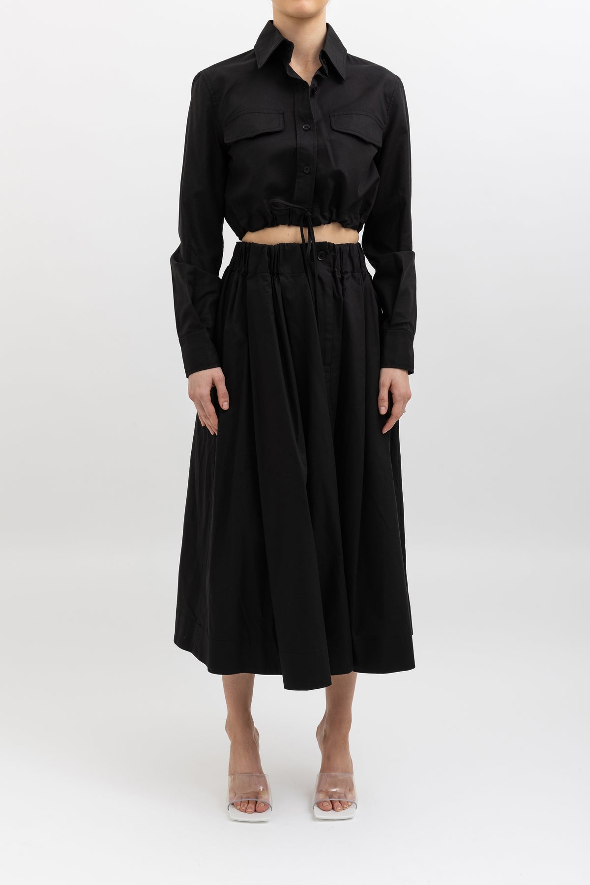 Cropped Cargo Shirt and Midi Skirt