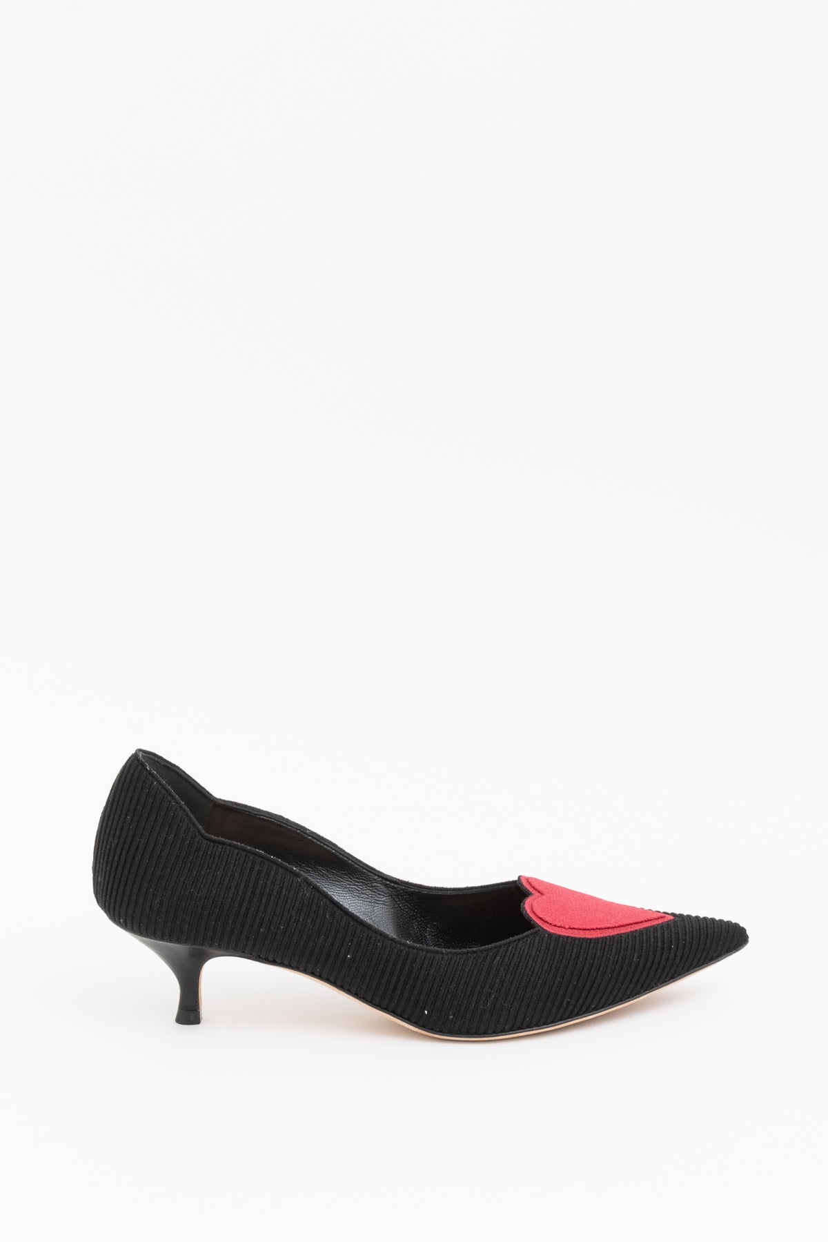 Black and Red Heart Pumps