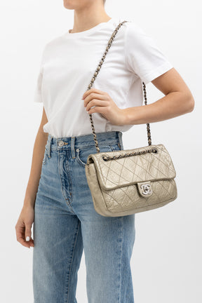 Gold Metallic Single Flap Bag