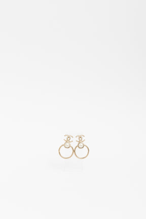 Gold and Pearl Drop Earrings