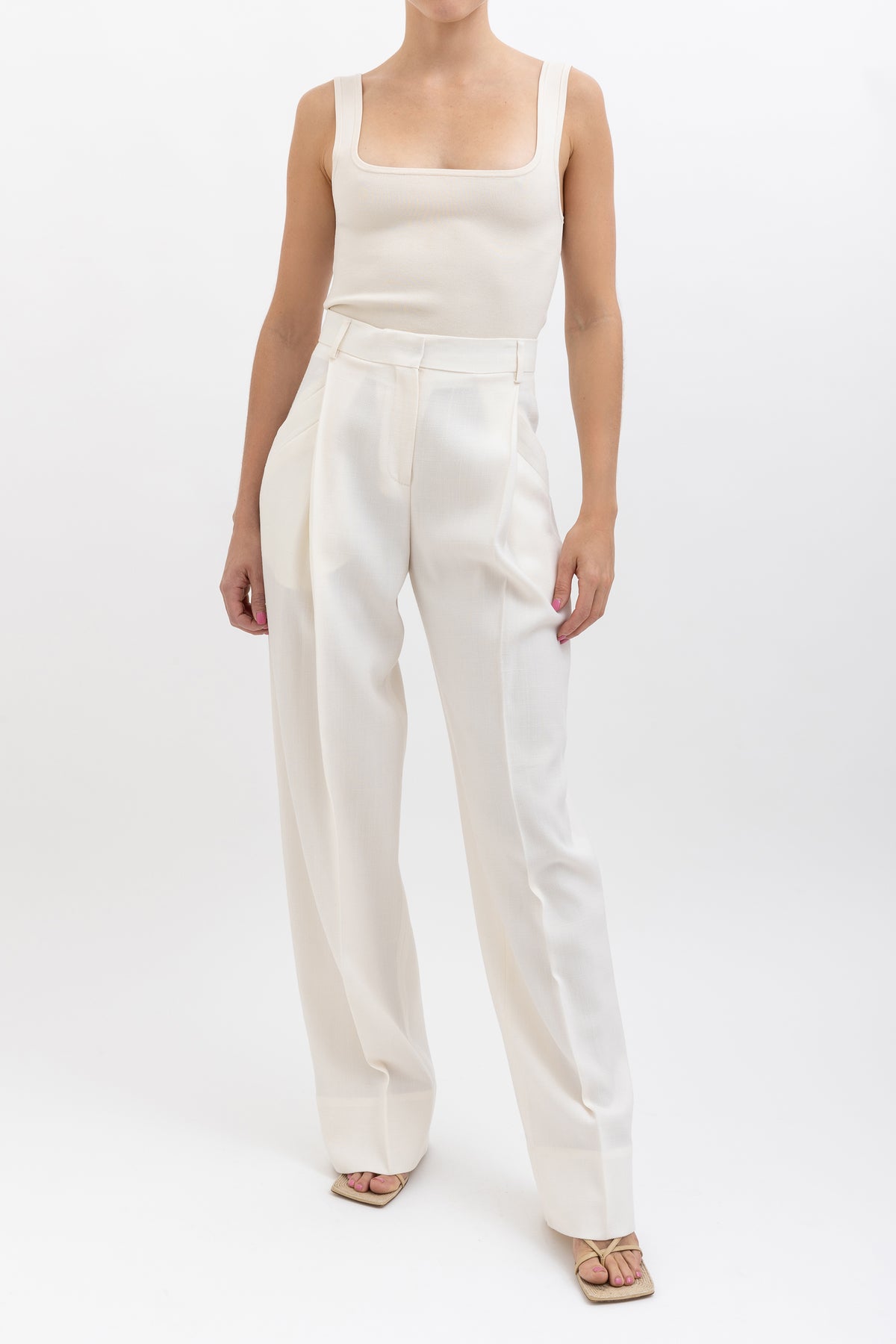 Pleat Front Wide Leg Trouser