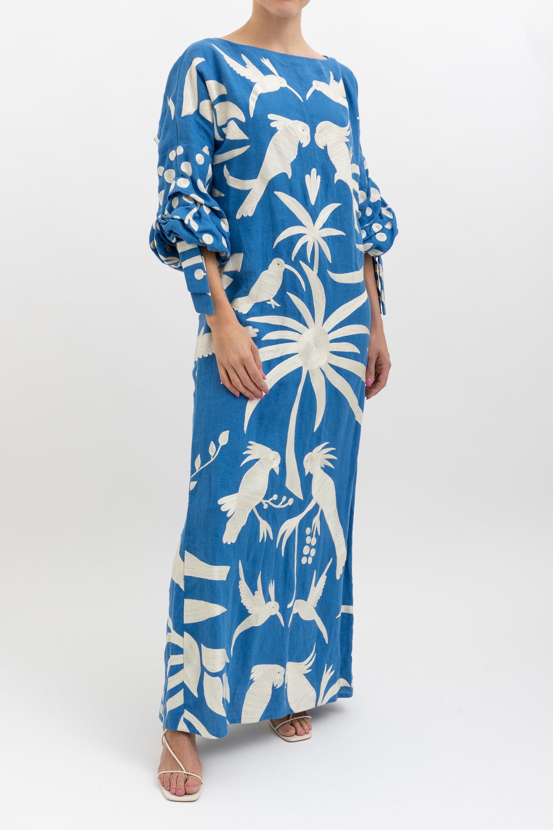 Bird Embroidered Maxi Dress