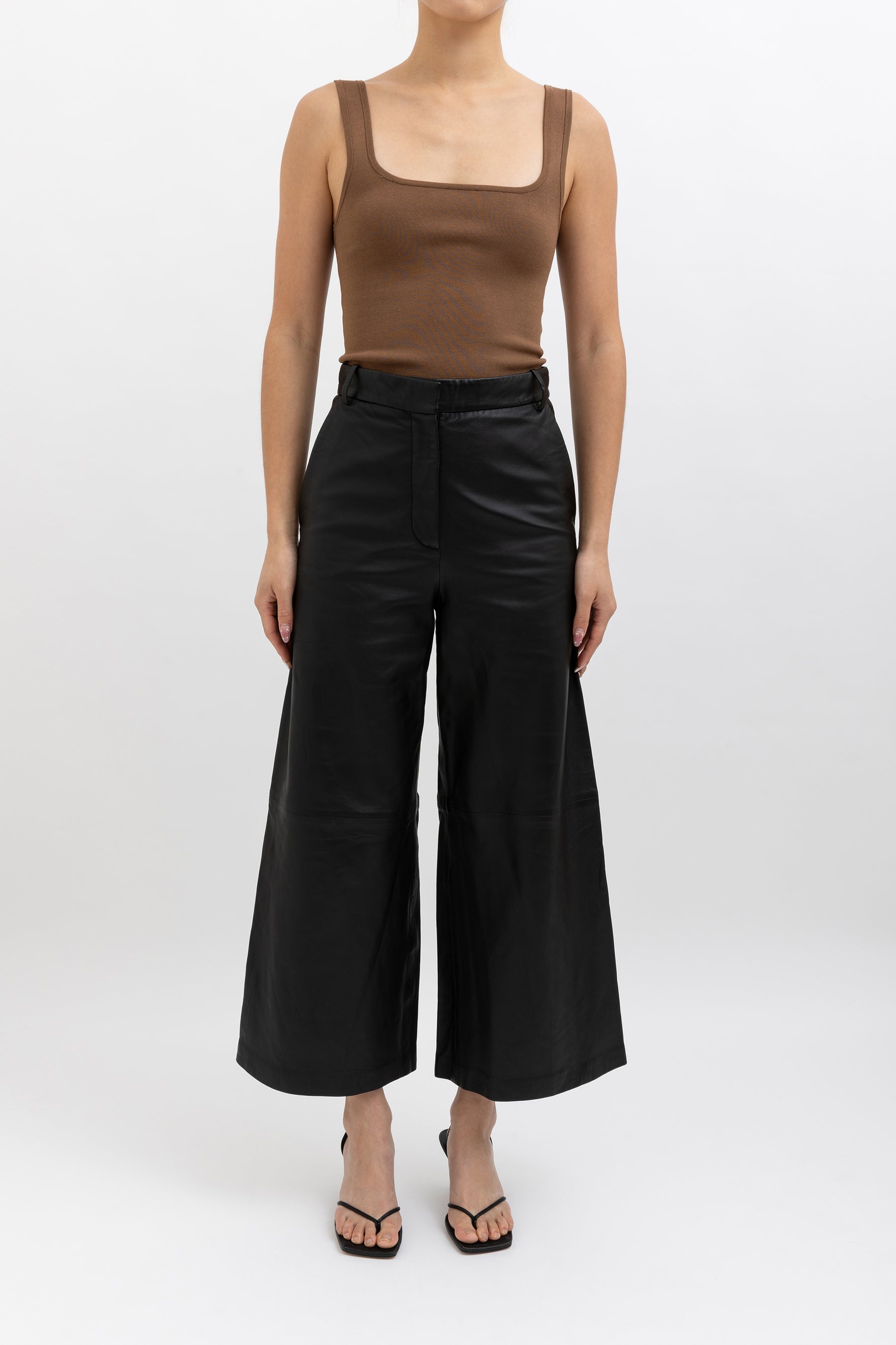 Wideleg Leather Trousers