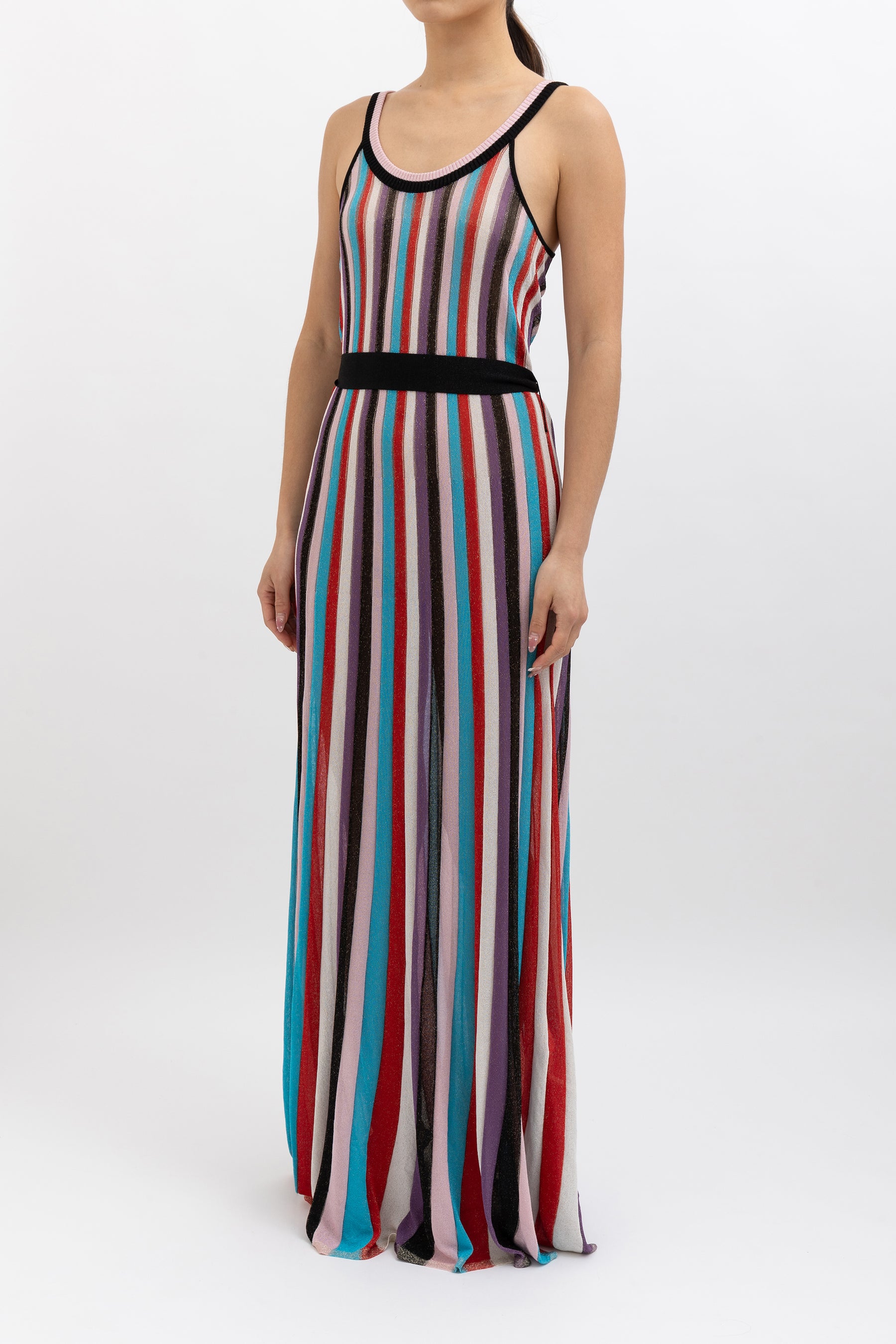 Malaga Metallic Striped Knitted Maxi Dress