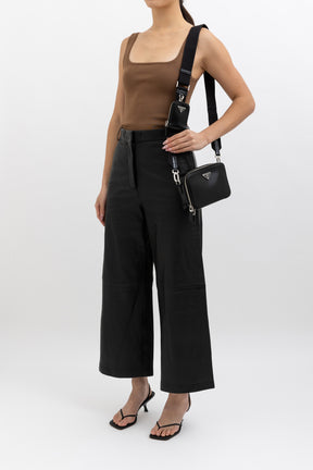 Wideleg Leather Trousers