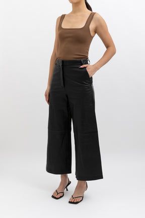 Wideleg Leather Trousers