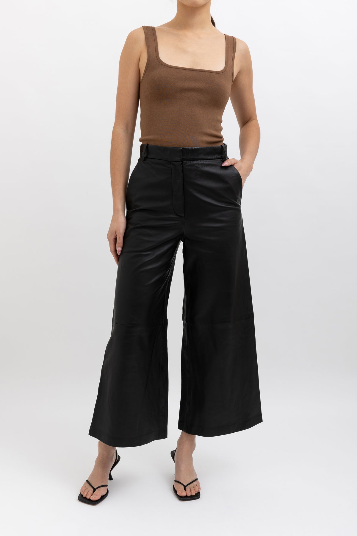 Wideleg Leather Trousers