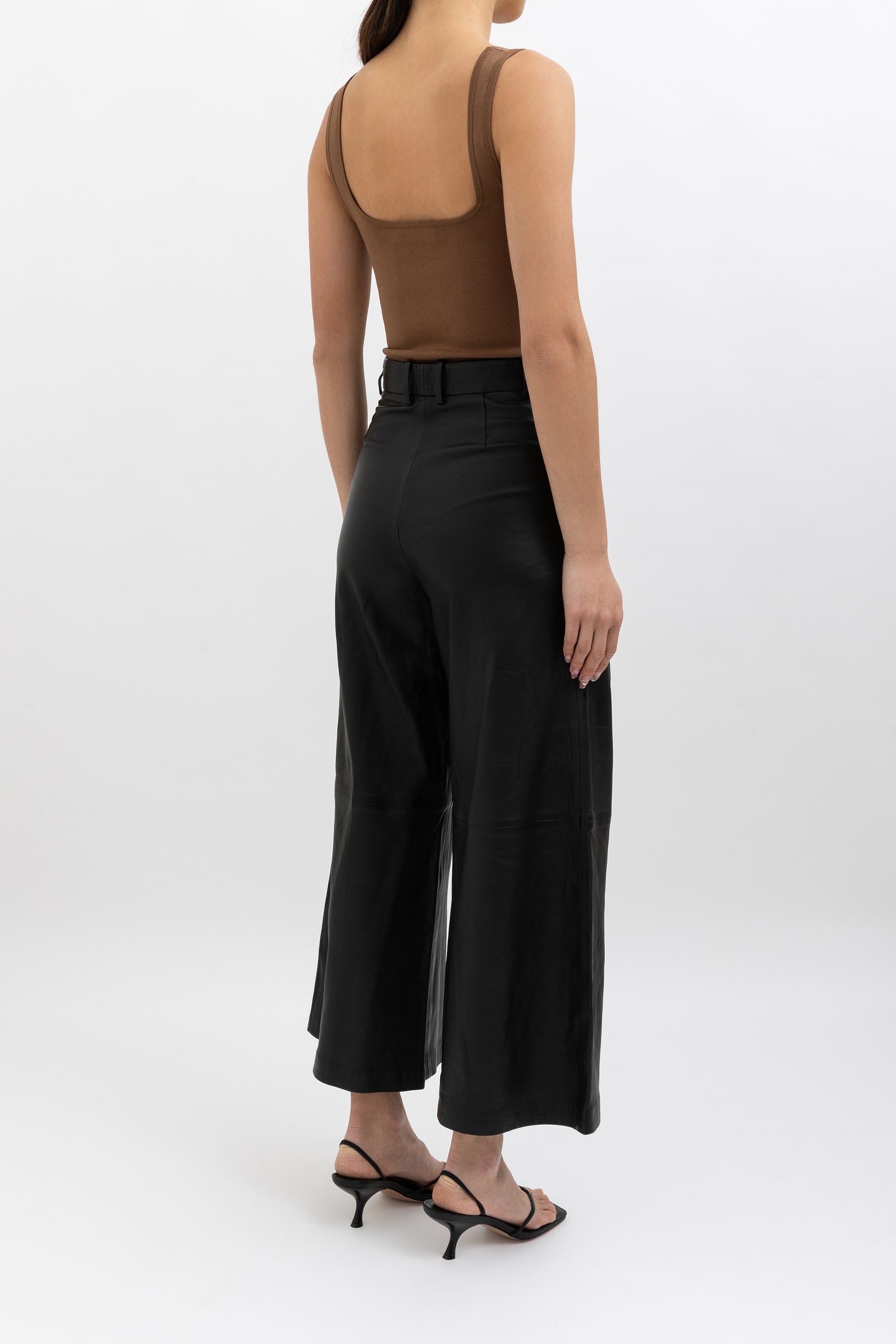 Wideleg Leather Trousers