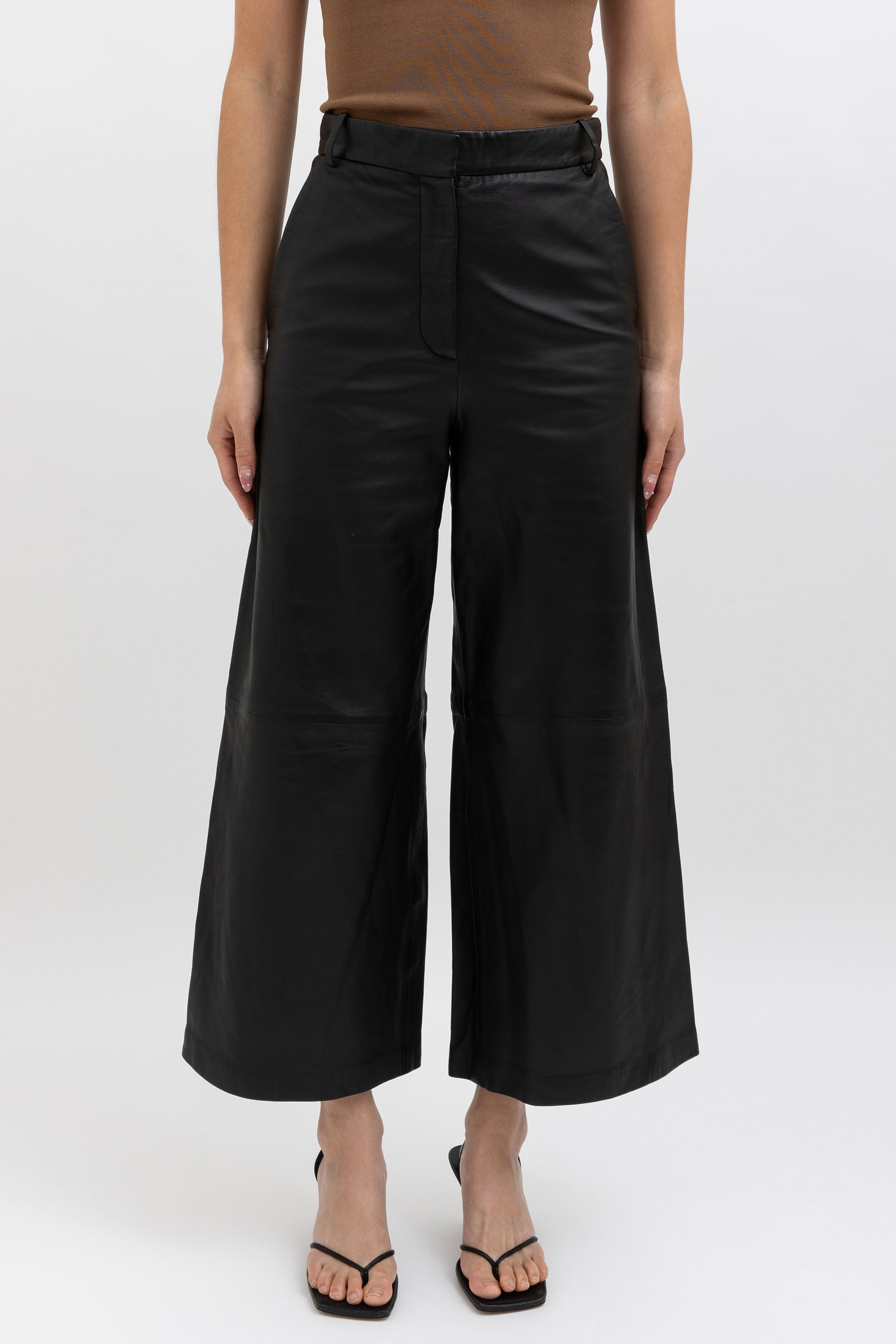 Wideleg Leather Trousers