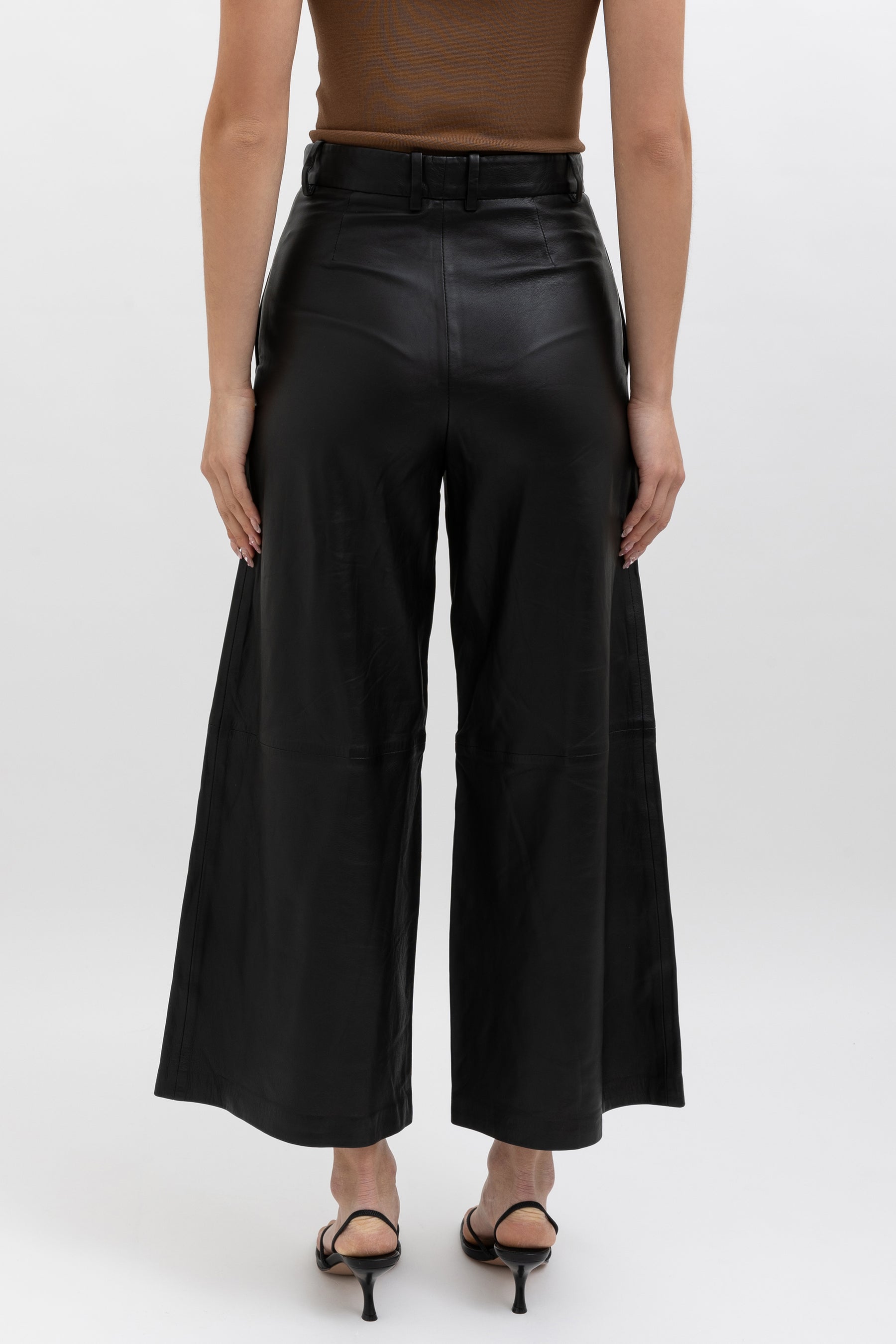 Wideleg Leather Trousers