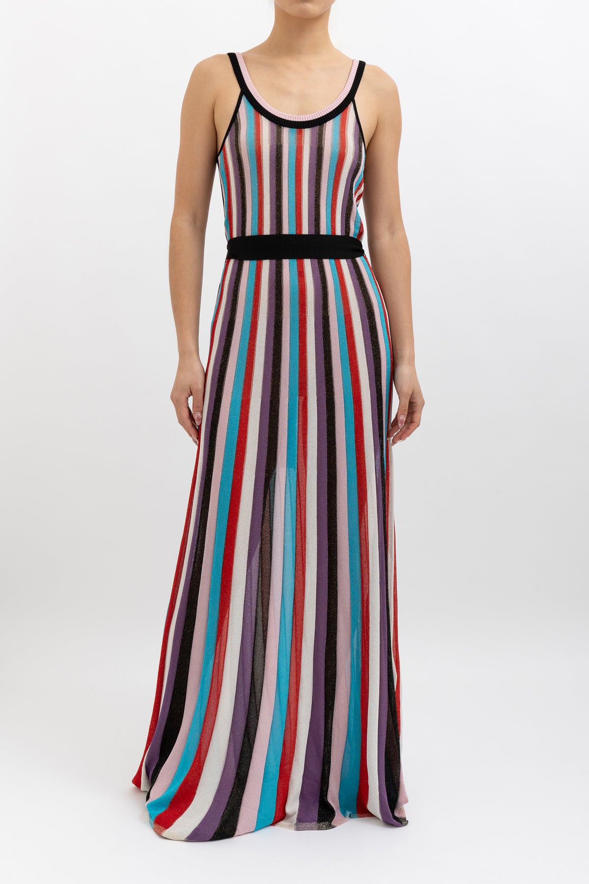 Malaga Metallic Striped Knitted Maxi Dress