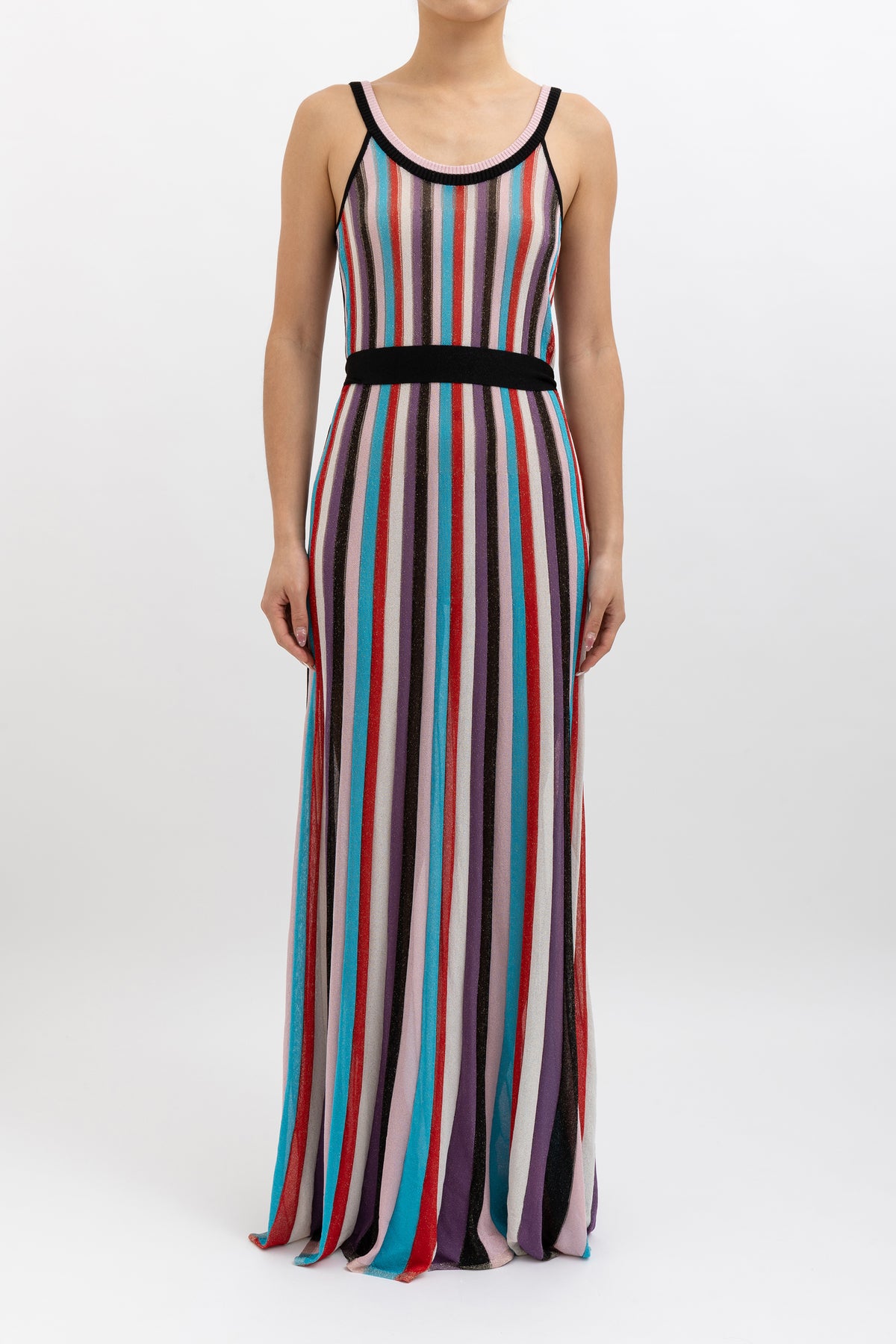 Malaga Metallic Striped Knitted Maxi Dress