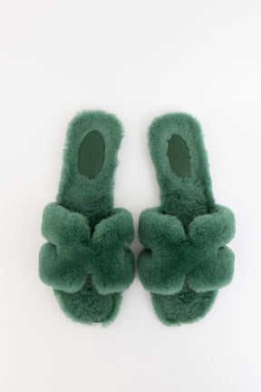 Vert Anglais Shearling Oran Sandals