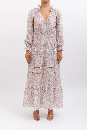 Zephyr Folk Ruffled Printed Midi Dress