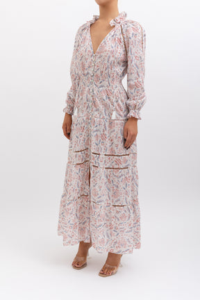 Zephyr Folk Ruffled Printed Midi Dress