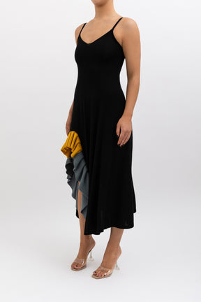 Ruffle-Trimmed Wool Dress