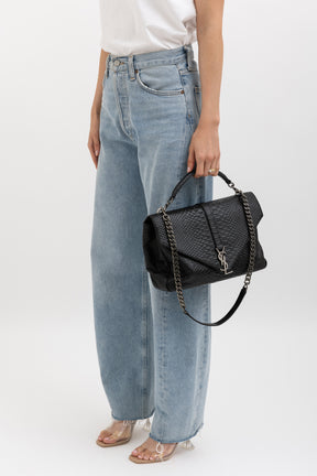 Python Embossed College Shoulder Bag