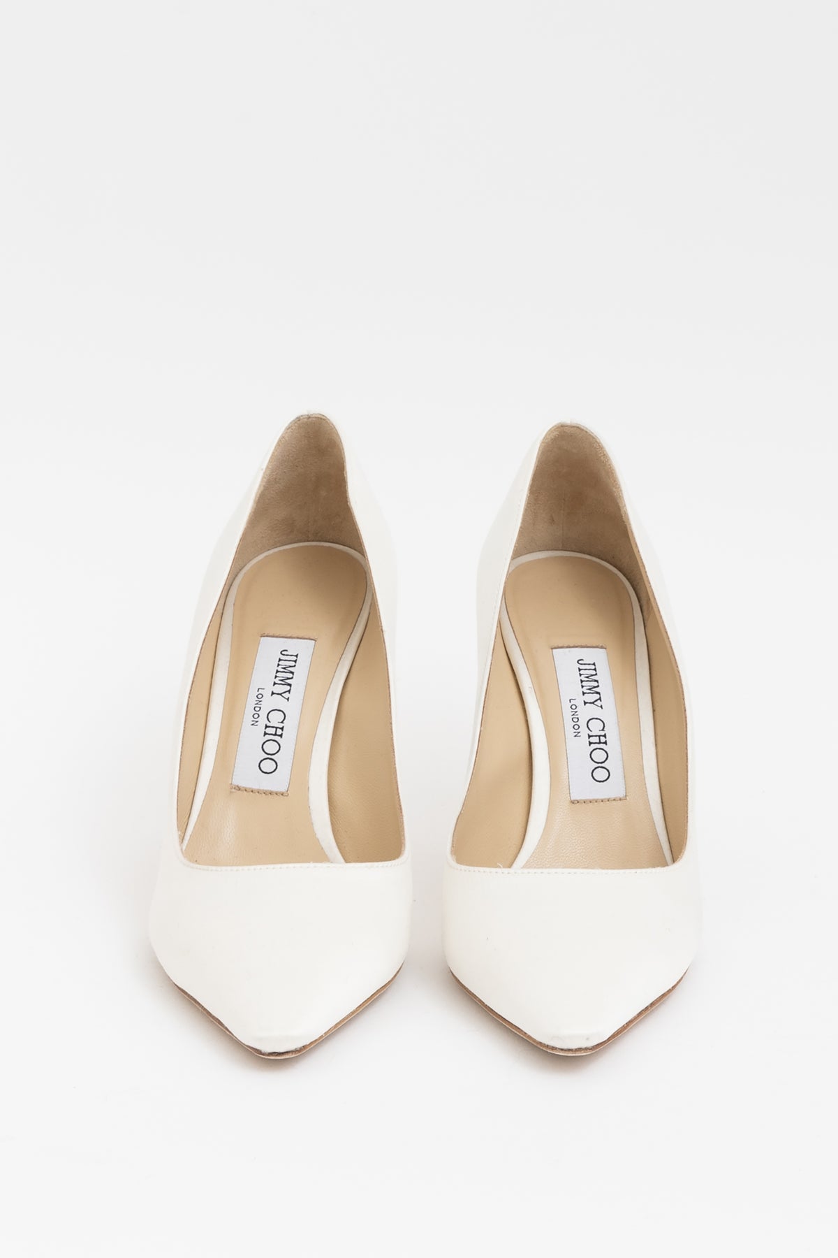 Ivory Satin Pointy Toe Pumps