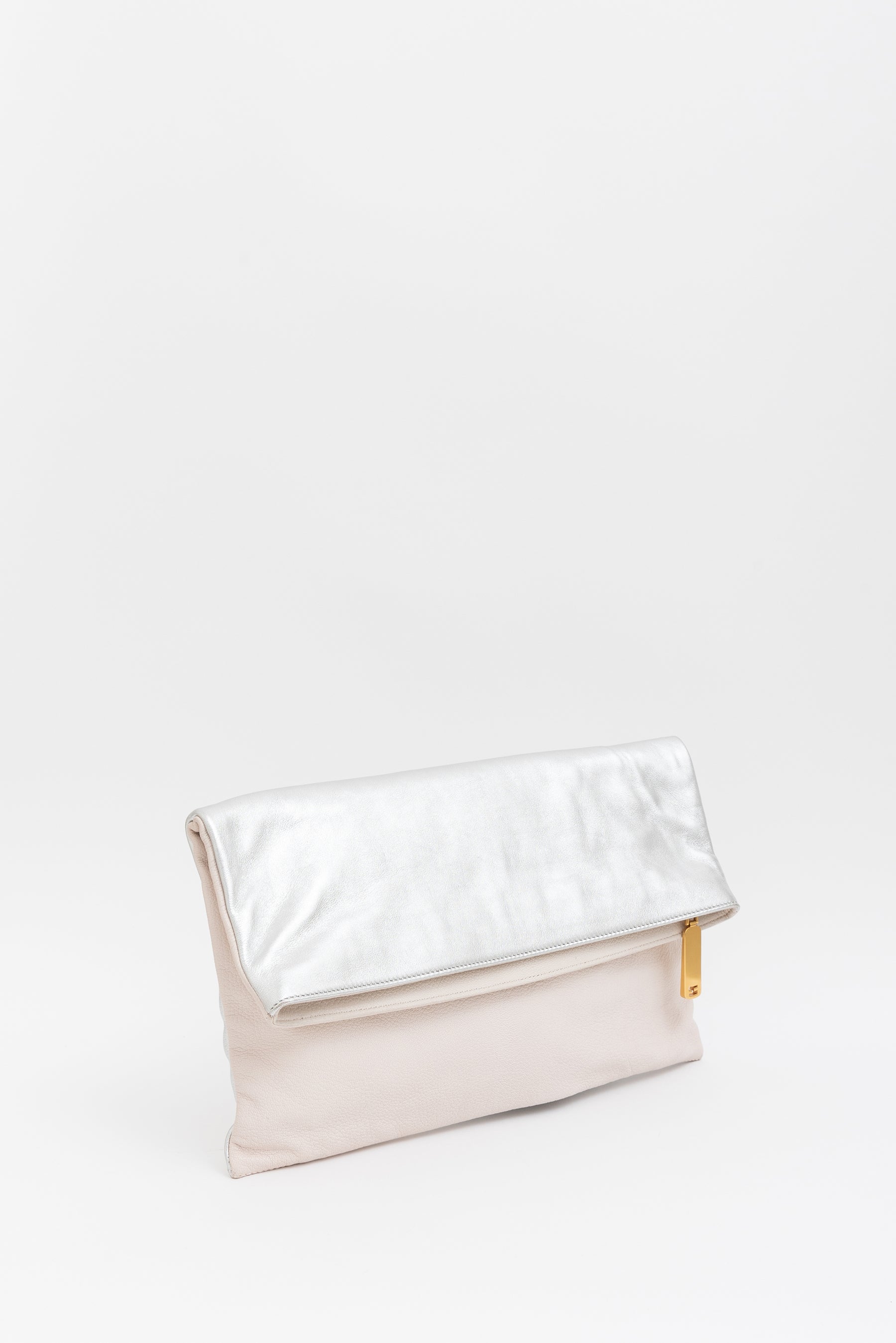 Silver Fold Over Clutch