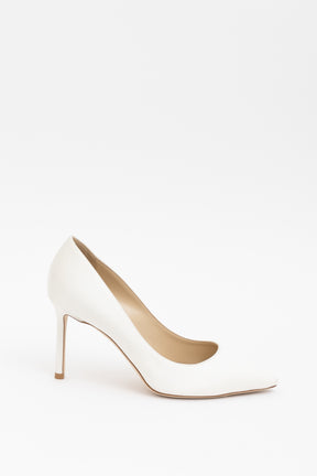 Ivory Satin Pointy Toe Pumps