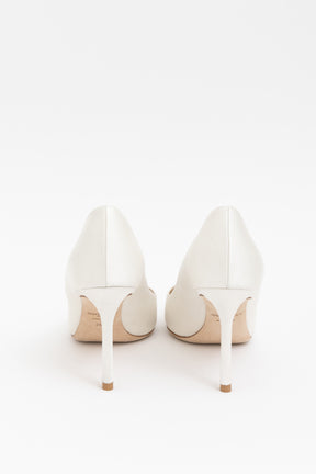 Ivory Satin Pointy Toe Pumps