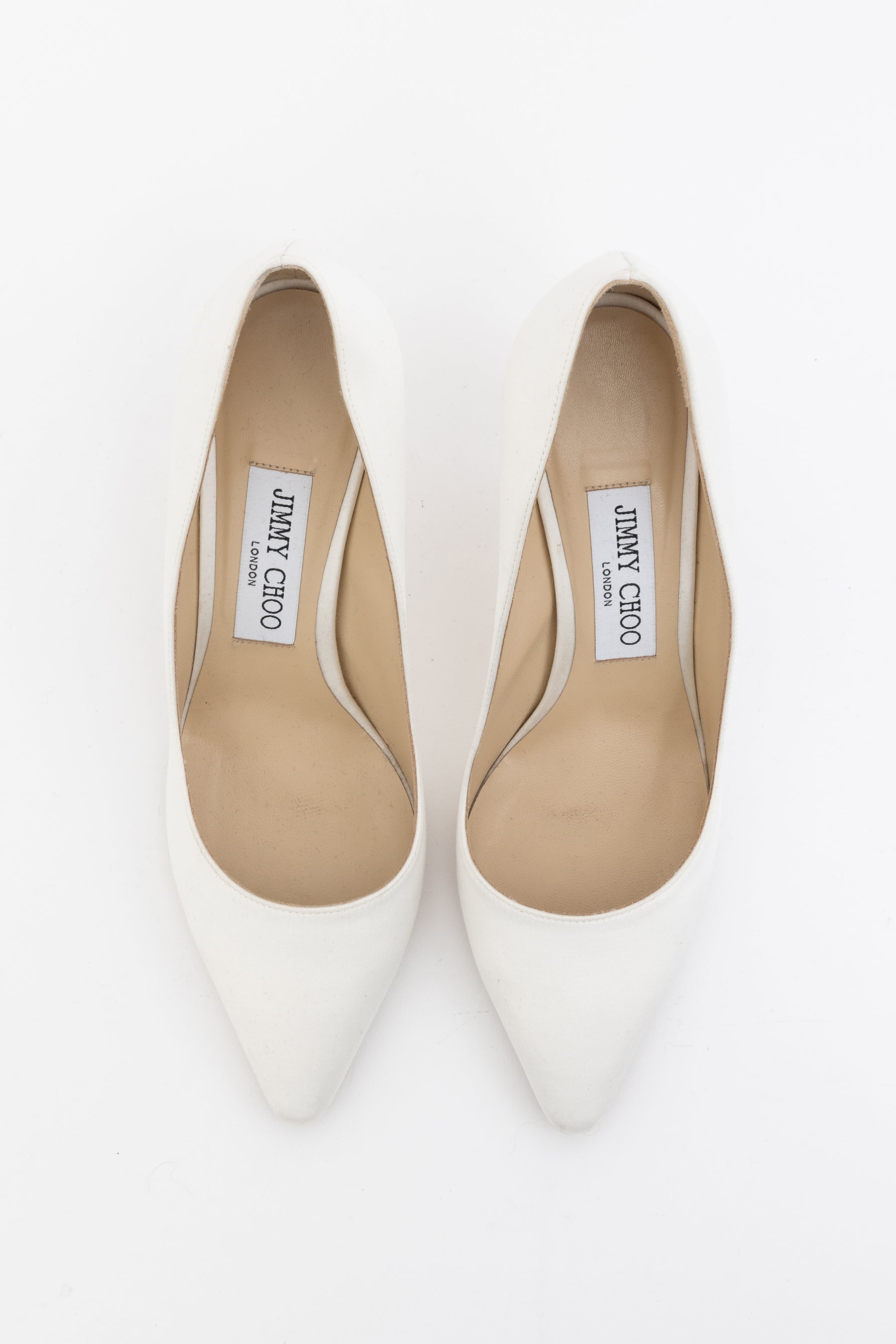 Ivory Satin Pointy Toe Pumps