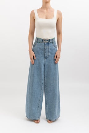 Belted Wide Leg Jeans